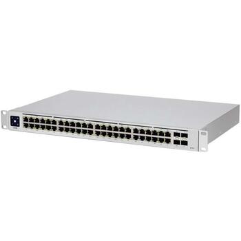 Ubiquiti Коммутатор USW-48-POE, 48x10/100/1000 Mbps, 32xPoE+, 4xSFP, 100-240V, -5-40°C, нержавеющая сталь (USW-48-POE)