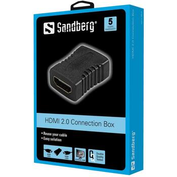 Sandberg HDMI соединитель 508-74, черный цвет, HDMI female, HDMI female, повторное использование кабеля, легкое решение (508-74)