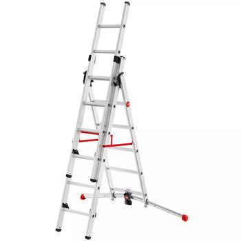 Hailo S100 ProfiLOT 039306507, kombinējamās kāpnes, alumīnijs, 2x6+1x5 pakāpieni, 150kg, 470cm, LOT sistēma (039306507)