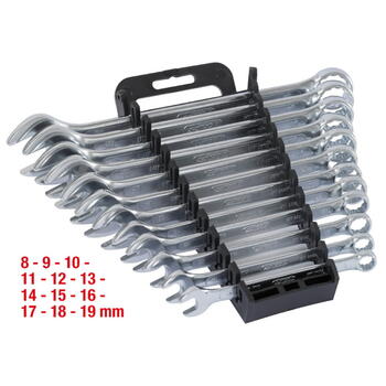 KS Tools 517.0052 kombinēto uzgriežņu atslēgu komplekts, 8-19 mm, 12 gab., matēts hroms (517.0052)