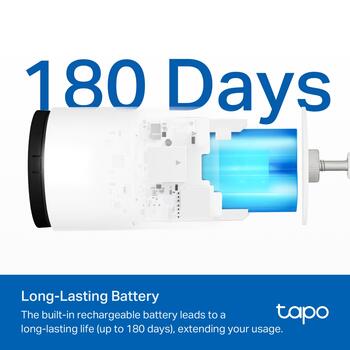 TP-LINK Tapo C410 умная камера безопасности, 2K 3MP, 125°, 15fps, IP65, 180д аккумулятор, 512GB microSD, двусторонняя связь (TAPOC410)