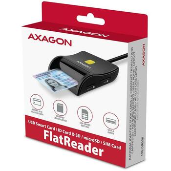 Axagon Считыватель смарт-карт CRE-SM3SD USB 2.0 1.3 м, microSD/microSDHC/microSDXC, SIM, черный (CRE-SM3SD)