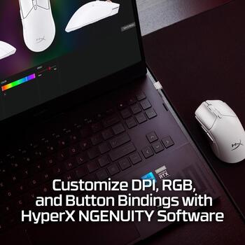 HyperX bezvadu spēļu pele Pulsefire Haste 2 Mini 7D389AA, 26000 DPI, 650 ips, 1000 Hz, 6 pogas, 100 milj. klikšķu, 100 h, LiPo (7D389AA)