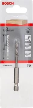 Urbis kokam, 6-kanta kāts Ø 3 mm, 73.5 mm, Urbjmašīnām/skrūvgriežiem, triecienurbjmašīnām/triecienskrūvgriežiem HSS SPIRĀLURBIS, 2608595519, BOSCH (2608595519)