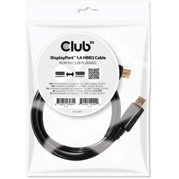 Club3D кабель DisplayPort CAC-2067 1м 8K 60Гц, 1.4, 32.4 Гбит/с, прямые разъемы, 4 слоя защиты (CAC-2067)