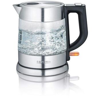 Severin Чайник WK 3468, 2200 W, 1 L, Стекло, Нержавеющая сталь, Автоматическое отключение, 360° Поворотная база (WK 3468)