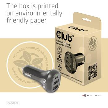 Club3D Lādētājs CAC-1921 36W, Ieejas spriegums 12/24V, 2x USB Type-A 5V/3A, 1x USB Type-C 5V/3A, 9V/2A, OCP, OVP, SCP, OTP (CAC-1921)