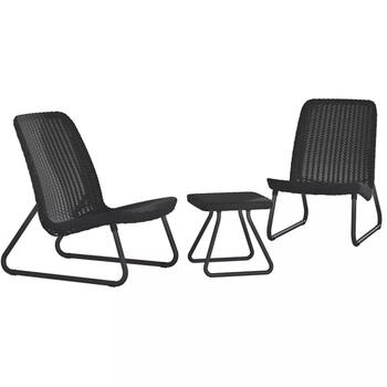 Keter Rio Patio Set 29197637939, 2 кресла и стол, 77.5x54x79cm, 38x38x36.5cm, 14.4kg, устойчив к УФ (29197637939)