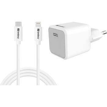 Sandberg USB-C 20W Зарядное устройство 441-57, 230V, 5V/3A, 9V/2,22A, 12V/1,67A, 1x USB-C, быстрая зарядка (441-57)