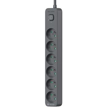 Tracer Pagarinātājs TRALIS47025, 1.5m, 3680W, 240V, 6 ligzdas, 2 USB 2,1A, mehāniskā bloķēšana, aizsardzība pret pārspriegumu (TRALIS47025)