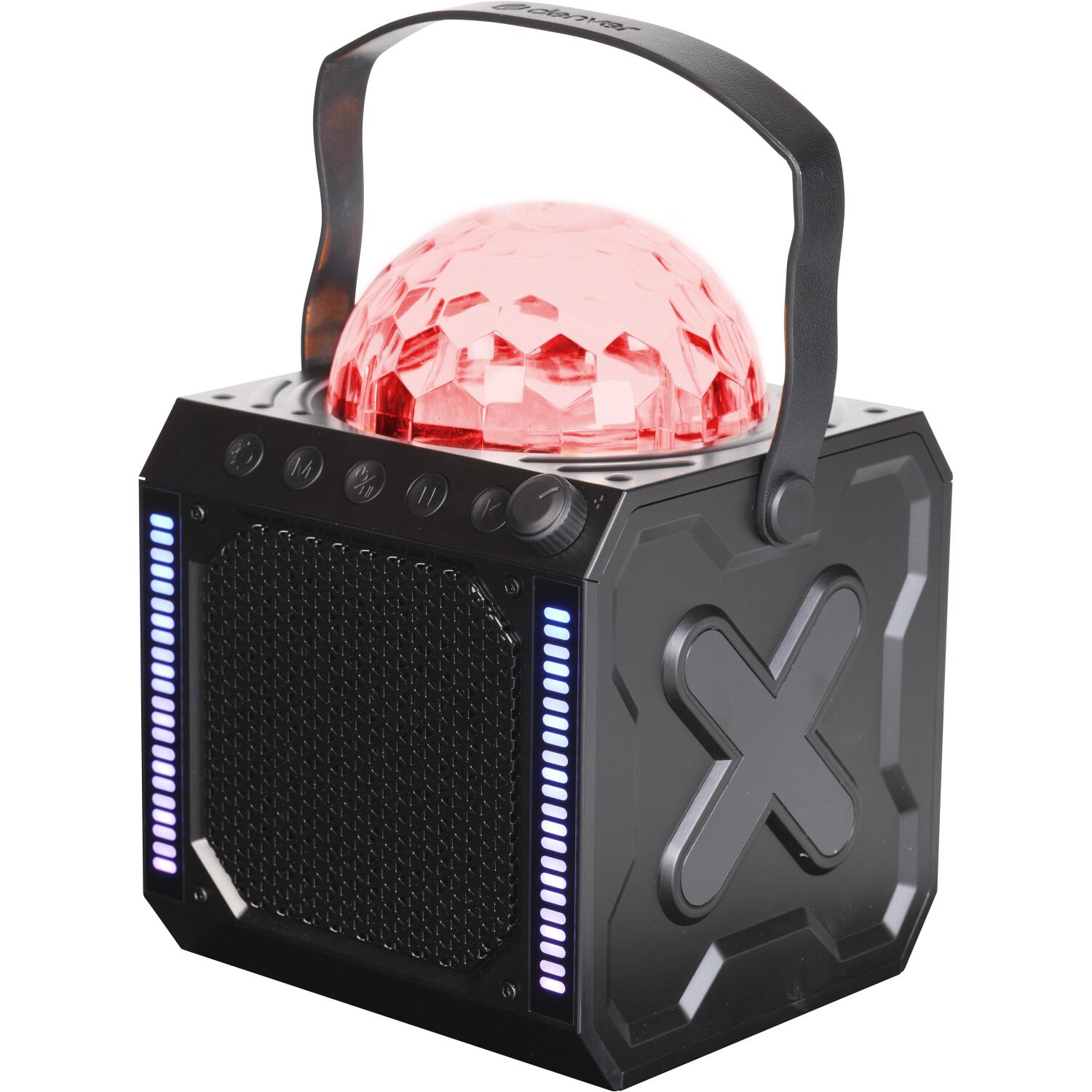 Denver Караоке колонка BTM-618 111151020840, 100W, 10W RMS, 3.7V, 1800mAh, Bluetooth, AUX, USB, MicroSD, LED подсветка (111151020840)