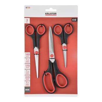 Kreator šķēru komplekts KRTH00405, 3 gab, 140mm, 170mm, 215mm, nerūsējošais tērauds, plastmasas rokturi (KRTH00405)