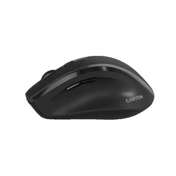 CANYON OnClick 17 bezvadu ergonomiska pele 2.4GHz 6 pogas 1600DPI melna CNE-CMSW17B (CNE-CMSW17B)