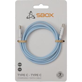 Sbox USB кабель TYPE-C-1-BL, 1м, 480 Мбит/с, плетеный кабель, синий (TYPE-C-1-BL)