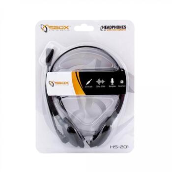 Sbox Наушники HS-201, 30mm, 20Hz-20kHz, 32Ω, 105dB±3, многопозиционный, 1,8m, черный, проводные, с микрофоном (HS-201)