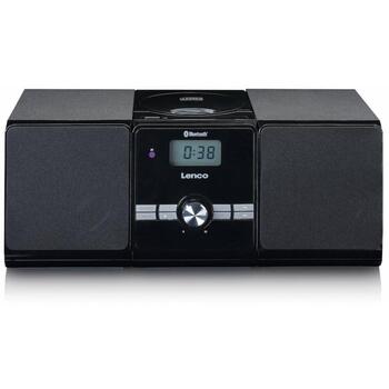 Lenco MC-030BK Микро музыкальная система, 10 Вт, 2.0, Bluetooth 5, 10 м, CD, USB, MP3, FM, 30 станций, AUX, LED, черный (MC-030BK)
