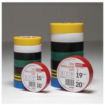 Emos PVC изоляционная лента F61999, 20 м, 19 мм, 10 шт., Устойчивость к УФ, водоотталкивающая, изоляция кабеля (F61999)
