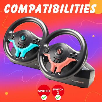 Subsonic Руль SV 250-S SA5578-2, 22см, 180градусов, 2 педали, двойная вибрация, PS4, PS3, XBOX ONE, ПК, SWITCH (SA5578-2)