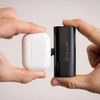Tellur PD203 Power Bank akumulators TLL158421, 5000mAh, 18.5Wh, Type-C 5V/2A, 9V/2A, Lightning 5V-3A, LED indikators, ātrā uzlāde (TLL158421)