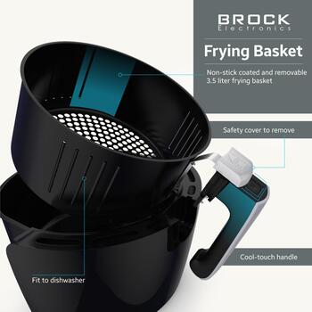 Brock AFD 3502 BK аэрофритюрница, 3,5 л, 1200 Вт, 80–200 °C, цифровой дисплей, таймер 60 мин, 6 программ, антипригарное покрытие (AFD 3502 BK)