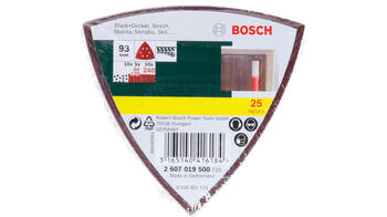 Slīpēšanas papīru komplekts, 93 mm, 25 gab., dažādas graudainības, 2607019500, BOSCH (2607019500)