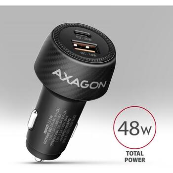 Axagon Автомобильное зарядное устройство PWC-PQ48 48W, 2xUSB, 12-24V, QC4+, PD3.0, быстрая зарядка, защита от перегрузки (PWC-PQ48)