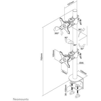 Neomounts настенный кронштейн FPMA-D700DV, для 2 мониторов до 27