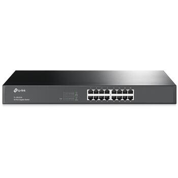 Сетевой коммутатор 16 × Gigabit RJ45 неуправляемый TL-SG1016 16 × 10/100/1000 Mbps Auto MDI MDIX рэковый монтаж Черный TP-Link (TL-SG1016)