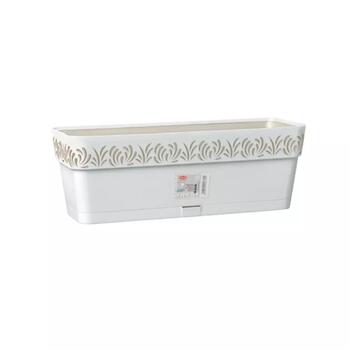 Stefanplast Gaia 2188800 puķu kaste ar paliktni, 50x18x17cm, 9,5L, balta, pašlaistīšana (2188800)