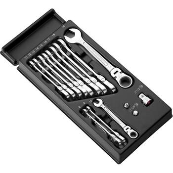 Facom FLEX HEAD RATCHET WRENCHES 467BF MOD.467BFJ12PB, 12 шт., нескользящий наконечник, пластиковый лоток (MOD.467BFJ12PB)