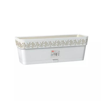 Stefanplast Gaia 2188800 puķu kaste ar paliktni, 50x18x17cm, 9,5L, balta, pašlaistīšana (2188800)