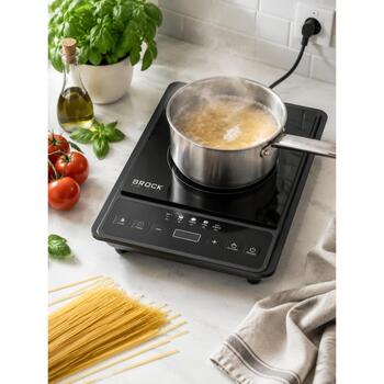 Brock HP 2009 индукционная плита, 2000 Вт, керамическая поверхность 25x25 см, ЖК-дисплей, 8 уровней температуры, таймер (HP 2009)