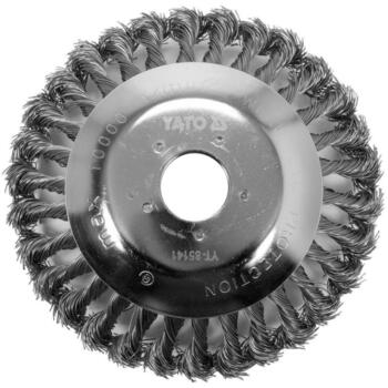 Yato Stiepļu birste YT-85141, 150mm, 25.4mm, 10000 min⁻¹, tērauda stieple, nezāļu, sūnu un rūsas tīrīšanai (YT-85141)