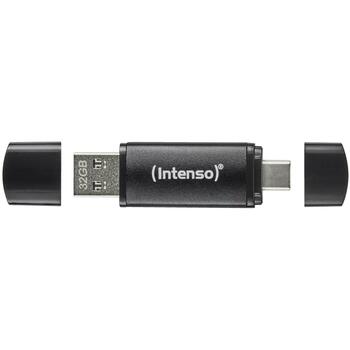 Intenso USB флеш-накопитель 3544491 128 ГБ, USB 3.2 Gen 1, скорость чтения 70 МБ/с, USB Type-A, USB Type-C, алюминий, черный (3544491)
