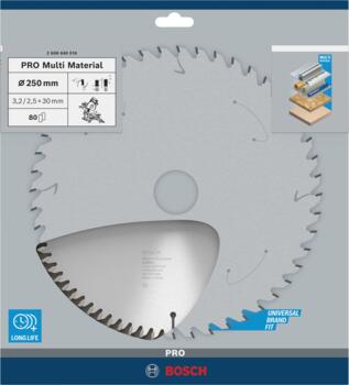 Ripzāģa disks 250x30 mm Multi material, Paneļzāģiem PRO MULTI MATERIAL RIPZĀĢA ASMENS, 2608640516, BOSCH (2608640516)