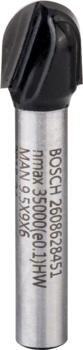 Padziļinājumu frēze 6 mm R1 4,7 mm, D 9,5 mm, Rokas frēzēm, malu frēzēm IELIEKTO GROPJU FRĒZE STANDARD FOR WOOD, 2608628451, BOSCH (2608628451)