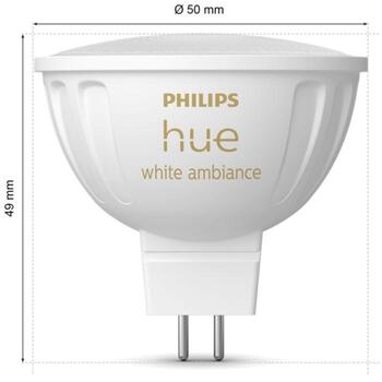 Philips Hue Лампочка WA 12V MR16 8719514491342, 5.1 W, GU5.3, 400 лм, 2200-6500 K, Диммируемая, Zigbee (8719514491342)
