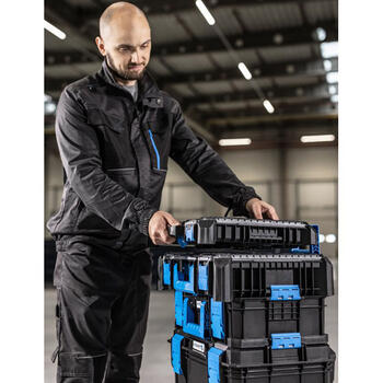 Hogert HT7G507 instrumentu kaste, 543x390x390 mm, 4 noņemamas krūzes, 1 lielāka krūze, polikarbonāta vāks, ABS, metāla eņģes (HT7G507)