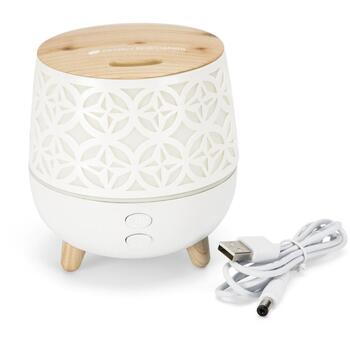 Rio Aroma eļļas difuzors DHTA-EU/1,2, 120ml, 5W, 15m², automātiska izslēgšanās, LED gaismas, balta/koka (DHTA-EU/1,2)