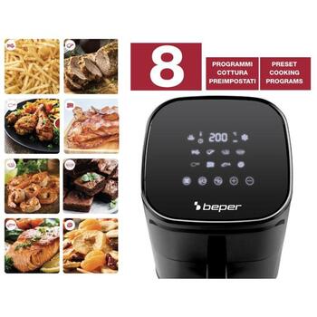 Beper Аэрофритюрница P101FRI051, 1400 W, 5 л, 8 программ, цифровая панель, автоматическое отключение, защита от перегрева (P101FRI051)