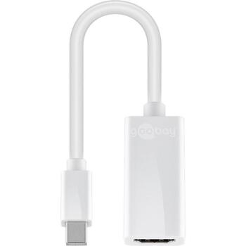 Goobay адаптер 51729, Mini DisplayPort мужской на HDMI женский, 0.1 м, белый, Full HD 1080i 60 Гц, передача аудио (51729)