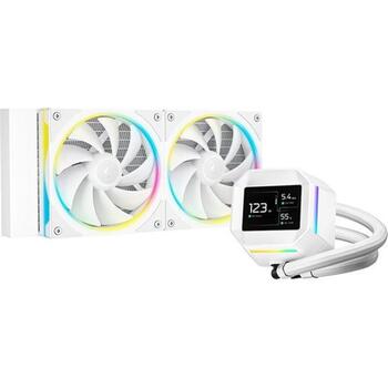Deepcool šķidruma dzesētājs LM240 WH R-LM240-WHDMMC-1, 240 mm, 66.23 cfm, 2x120 mm ventilatori, ARGB apgaismojums (R-LM240-WHDMMC-1)