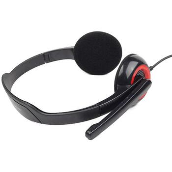 Gembird наушники MHS-002 20-20000 Гц, 32 Ω, 105 дБ, 3.5 мм, складной микрофон, закрытая акустика, черный/красный (MHS-002)