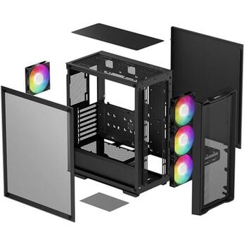 Deepcool CC560 MESH V2 korpuss R-CC560-BKAMA4-G-2, 2xUSB 3.0, 1x austiņu/mikrofona, 7 paplašināšanas sloti, RGB (R-CC560-BKAMA4-G-2)