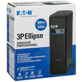 Eaton UPS 3P900UD 0.9 кВА, 540 Вт, 4 C14 разъема, 2 USB Type A/C, 9 Ач, 12 В, LED дисплей, 25 дБ, черный (3P900UD)