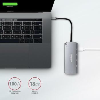 Axagon USB хаб HMC-6M2 6in1, 2x USB-A, 1x USB-C PD, 1x HDMI 4K, 1x RJ-45, 18 см кабель (HMC-6M2)