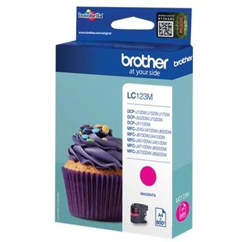Brother чернильный картридж LC123M, 600 страниц ISO/IEC 24711, пурпурный, повышенной емкости, оригинальный, Innobella (LC123M)