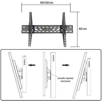 Tracer настенный кронштейн Wall 660 TRAUCH42524, 32-60 дюймов, 50 кг, VESA 600 x 400 мм, наклон -10° до 15°, черный (TRAUCH42524)