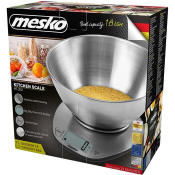 Mesko Кухонные весы MS 3152, 5кг, 1г, ЖК дисплей, нержавеющая сталь, функция тарирования, автоматическое отключение (MS 3152)