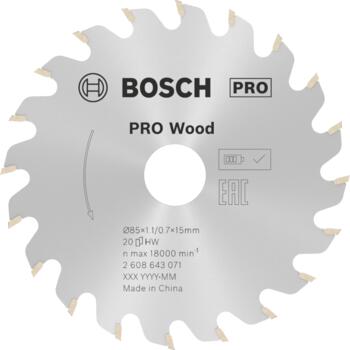 Ripzāģa disks 85x15x1.1/0.7mm, Rokas ripzāģiem PRO WOOD RIPZĀĢA ASMENS, 2608643071, BOSCH (2608643071)